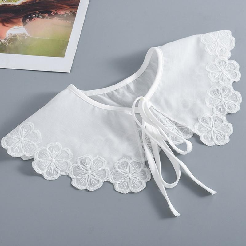 Lolita for Doll False Collar Shawl Scarf Embroidery Flower Shoulder Wrap Half Shirt Decorative Poncho Cape for Women Gir