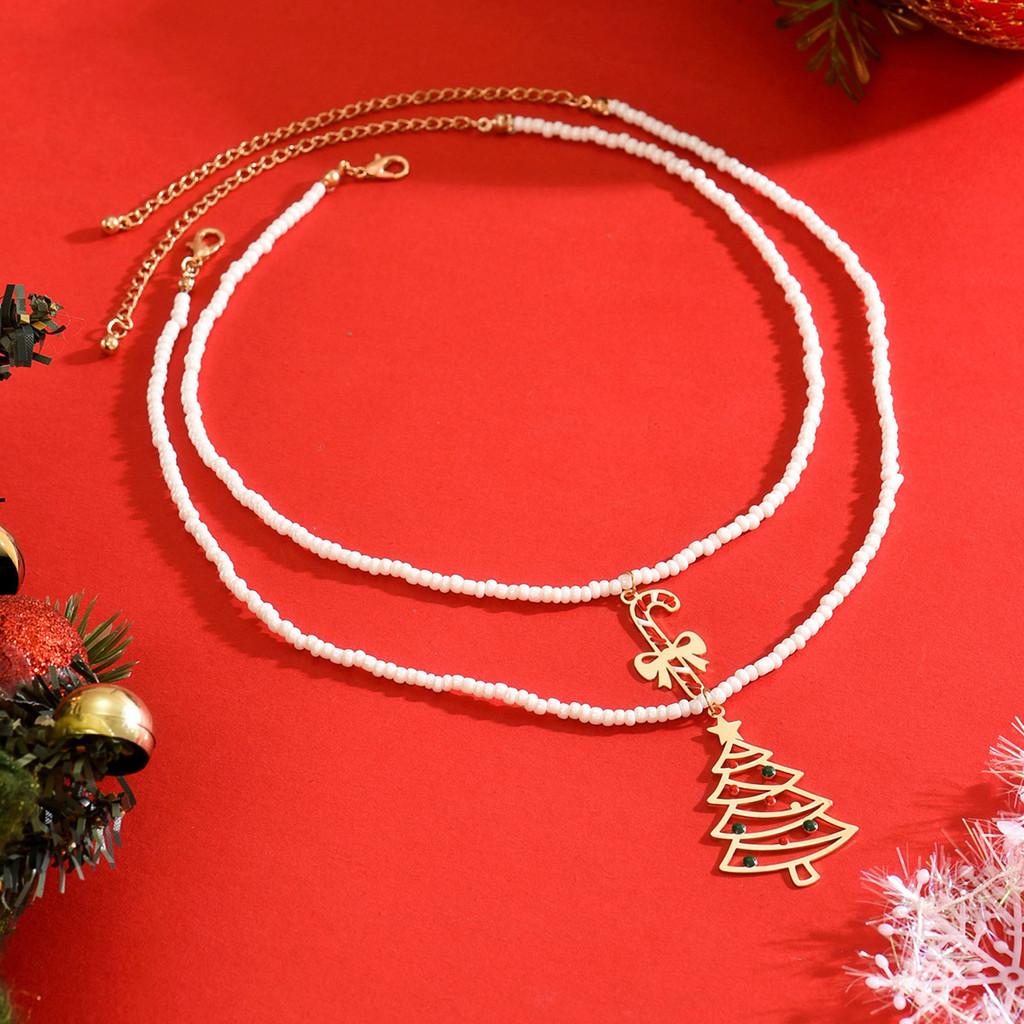 Christmas Necklace Geometric Metal Candy Tree Pendant For Women