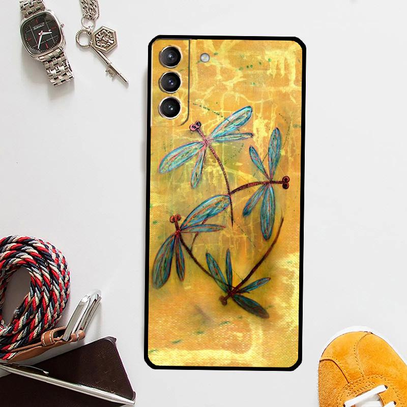 Dragonfly Insect Pattern Case For Samsung Galaxy S25 Ultra S20 S21 S22 S23 Plus S24 Ultra S9 S10 S25 FE Cover Coque