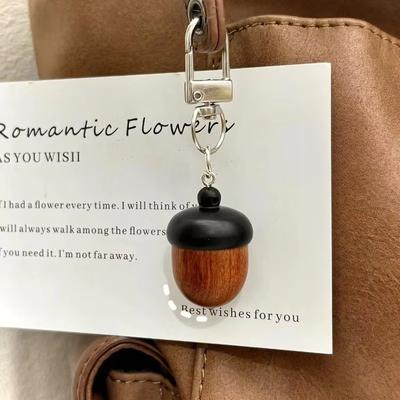Creative Simulation Acorn Car Keychain Accessories Sandalwood Twistable Personalized Bag Pendant Women Gift