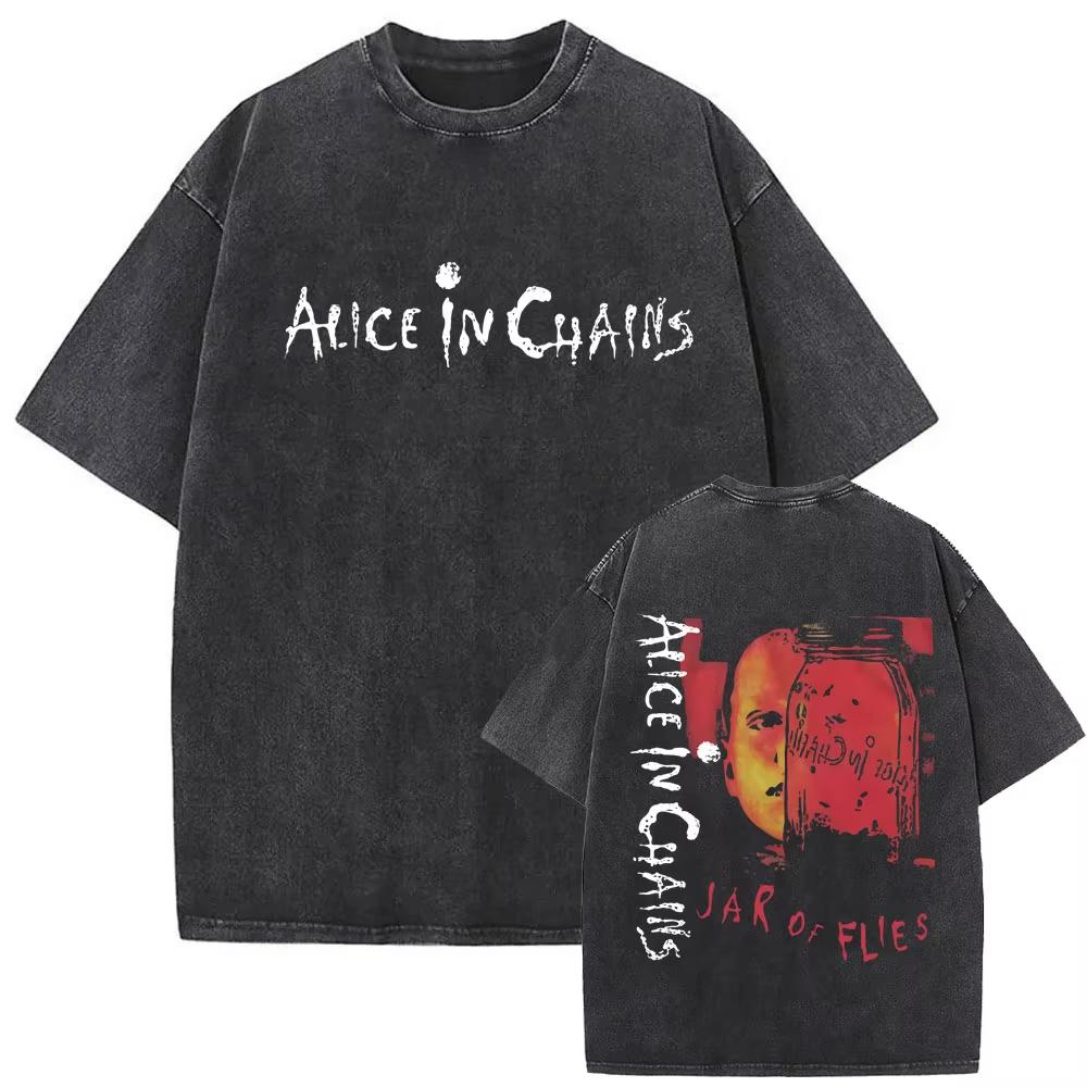 

Washed Vintage Rock Band Alice in Chains Graphic Tshirts Men Women Clothing Retro Gothic Merch T Shirt Mens Oversized Tshirts XL