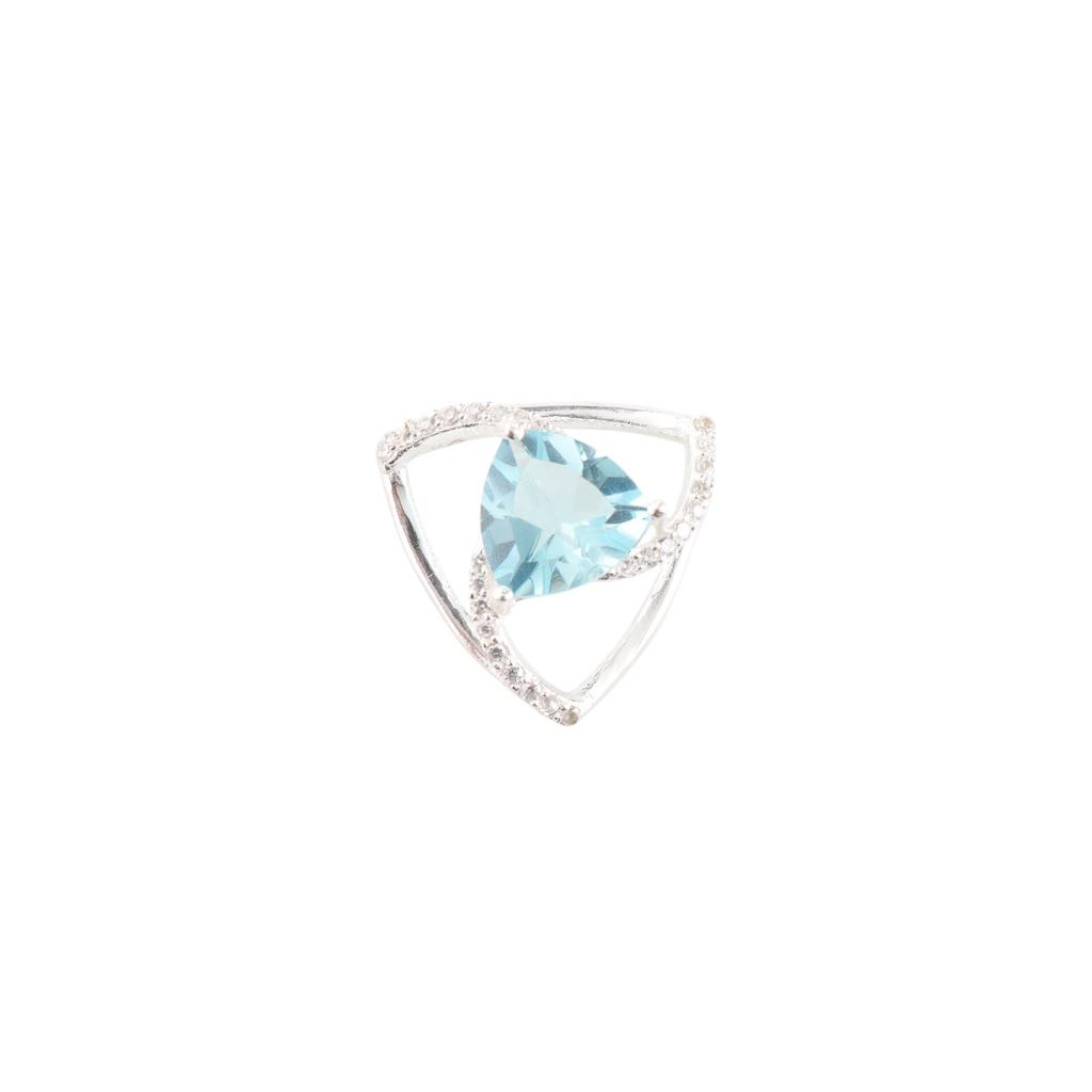 Sky Blue Topaz Gemstone 925 Fine Silver Jewelry Triangle Zircon Pendant For Her CZP-10-8