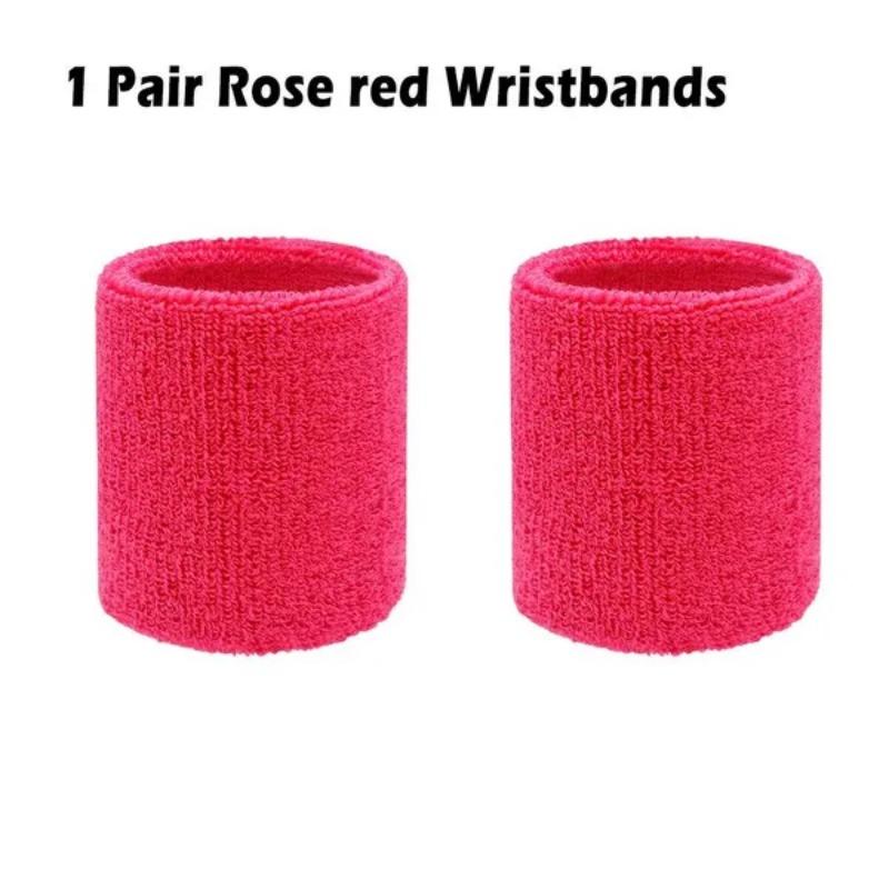 

1 пара однотонных спортивных напульсников для защиты запястий, впитывающих пот, дышащих, спортивные аксессуары розы красного