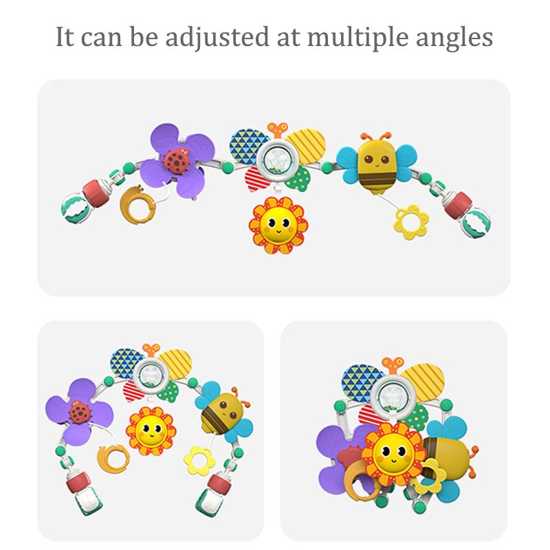 0-6-12 Months Baby Toy Stroller Arch  Rattle Adjustable Clip Crib Mobile Hanging Bed Bell Educational Toys for Newborn Gift