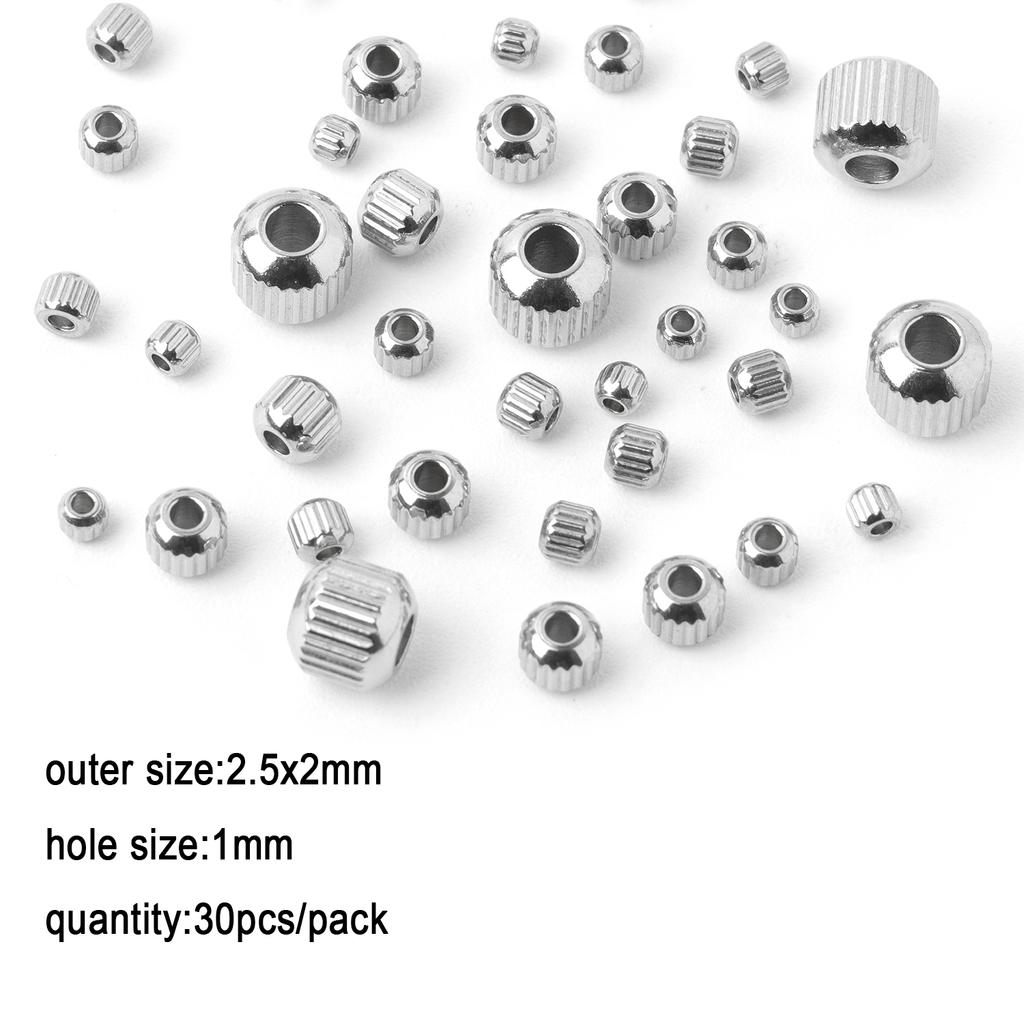 1pack Stainless Steel Loose Beads Screw Grid Oblique Straight Line Tube Shape Beads for Jewelry Making Diy Bracelet Accessories