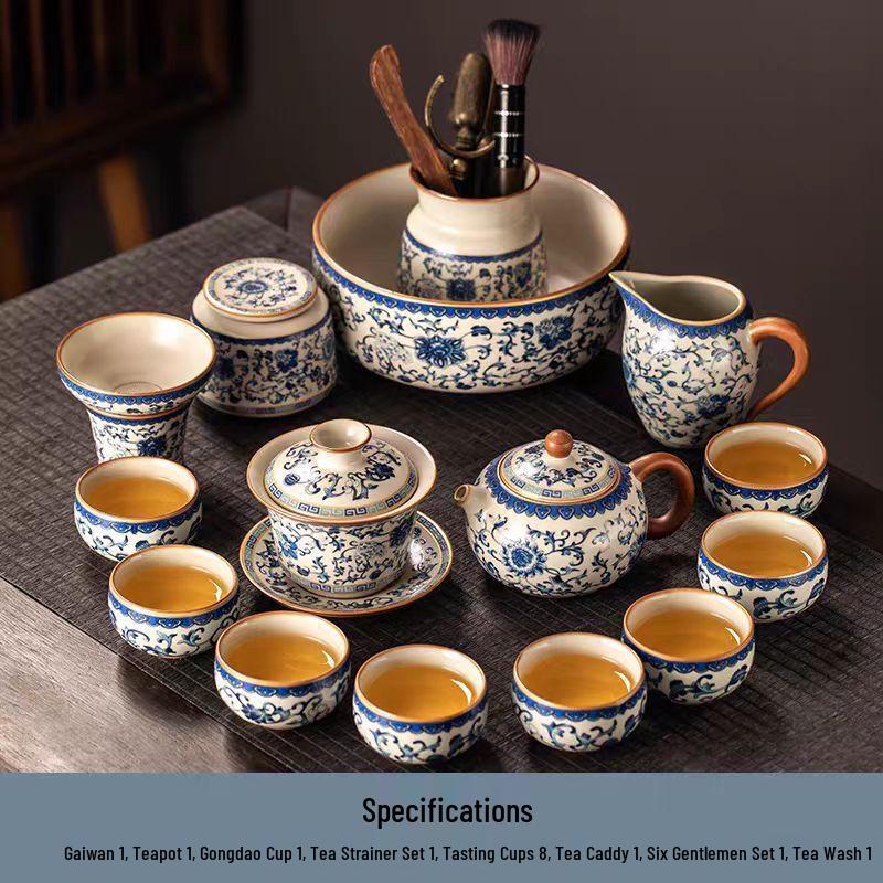 Ting Le Blue & White Porcelain Kung Fu Tea Set