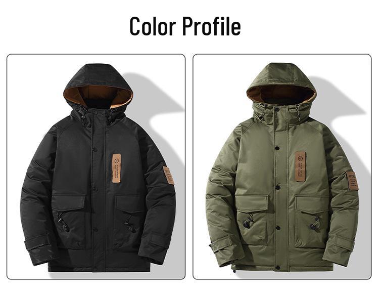 2025 Winter Extra Large Men's Japanese-Style Hooded Cotton Workwear Jacket - Trendy Mid-Length Casual Coat, Plus Size, Warm.