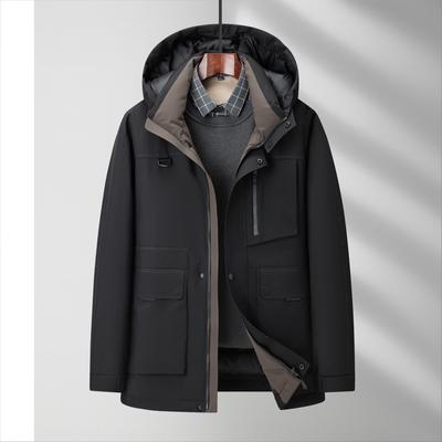 Men's Hooded Down Jacket Winter White Duck Down Thickened Warm Removal Cap Down Jacket Men's Jacket