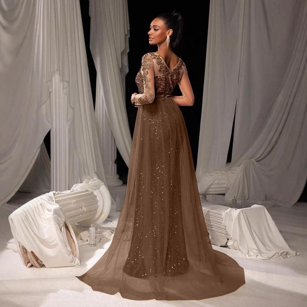 European And American Women'S Ball Dress Long Dress Temperament Fashionable And Elegant Long Lace Party Evening Dress