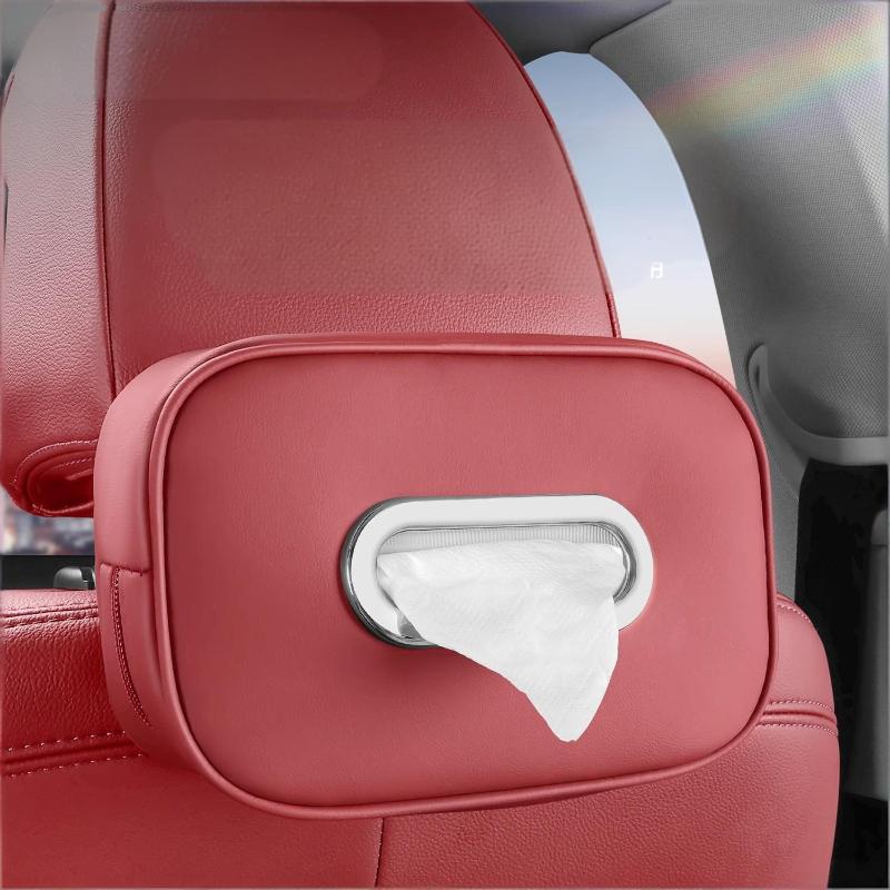 Car Tissue Box Holder Nappa Leather Car Center Console Armrest Napkin Box Sun Visor Backseat Tissue Case With Fix Strap