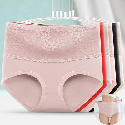 High Waist 5Pcs Women Panties Cotton Breathable Lace Women's Underwear Briefs Ladies Underpants