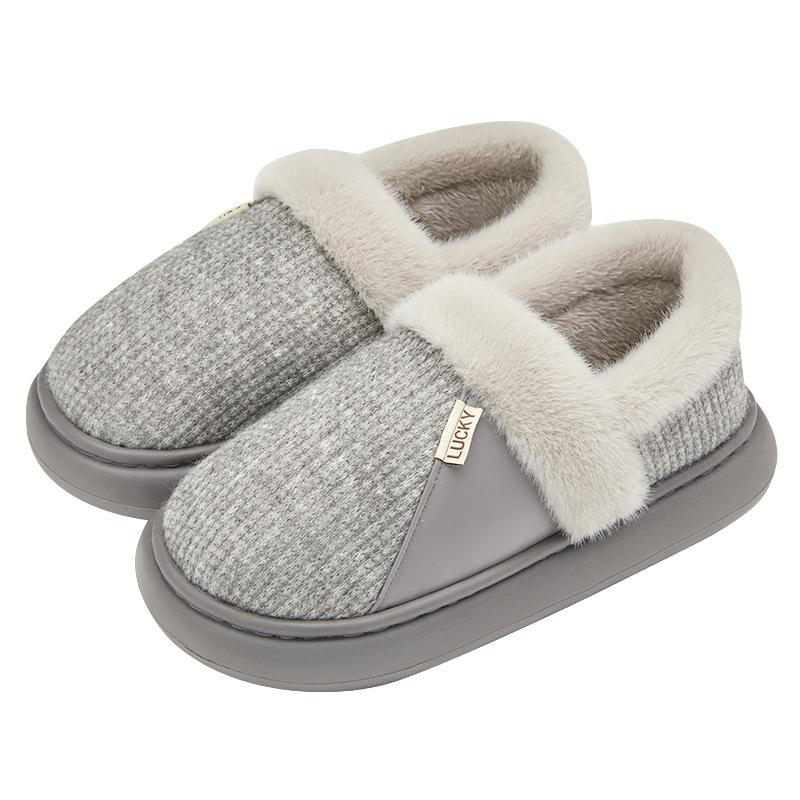 Lidani cotton shoes men's winter indoor home non-slip and warm couple's home bag and soft-soled winter wool slippers women