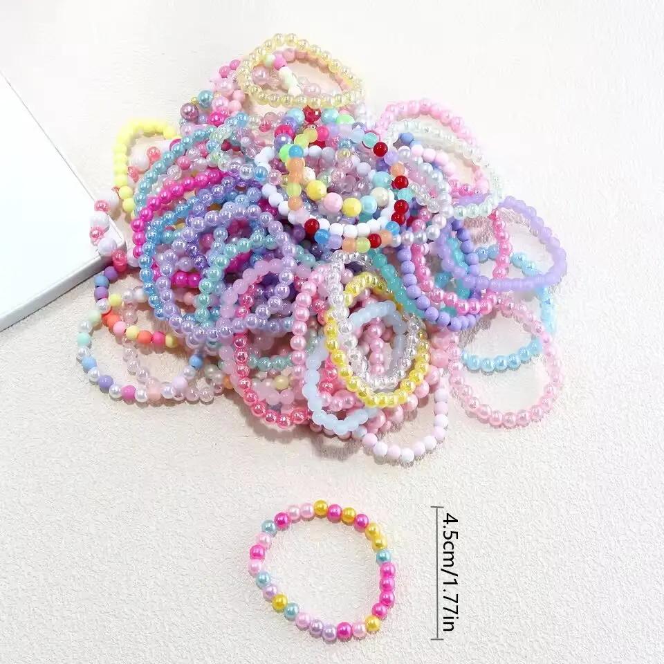 10Pcs Candy Color Beads Bracelet For Kids Girl Birthday Party Favors Baby Shower Guest Jewelry Gift School Prizes Treat Bag