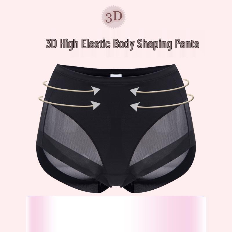 Women's Mid-Waist Briefs - Transparent Mesh, Comfortable Ice Silk, Plus Size