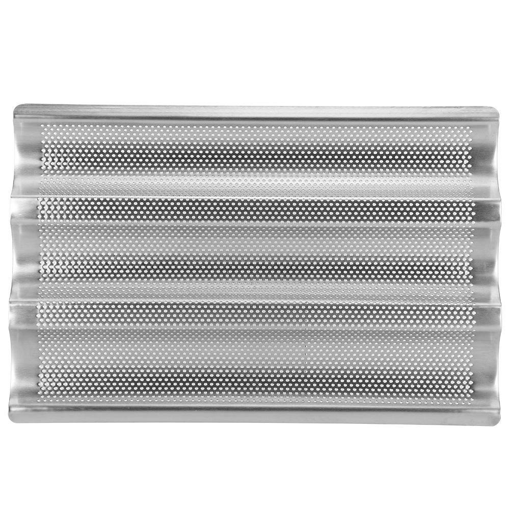 3 Grooves French Bread Baking Mold Baguette Waves Baking Tray Pan Bread Baking Tool Silver