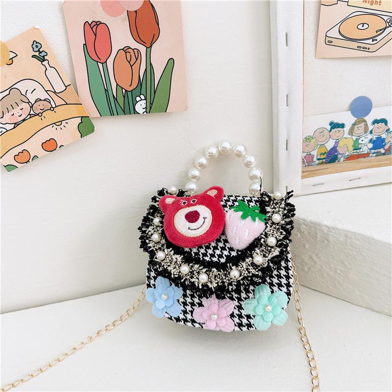 

Adorable Cartoon Mini Crossbody Bag For Girls Cotton And Linen Everyday Style Black