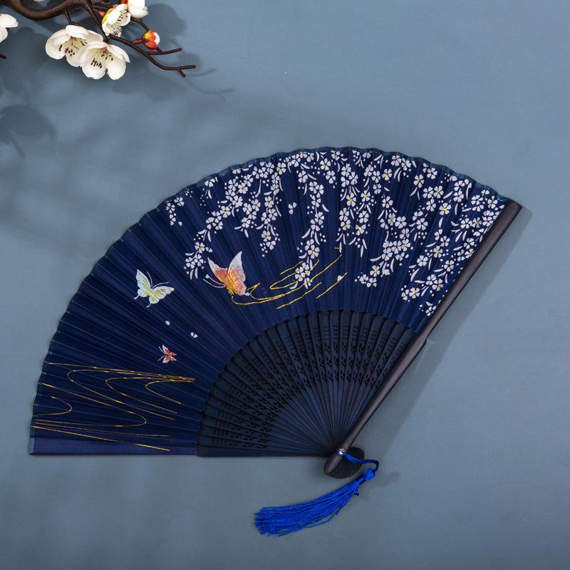 Classical Chinese Dance Fan - Handmade Bamboo Folding Fan for Wall Decor, Performance Costume & Partition Screen