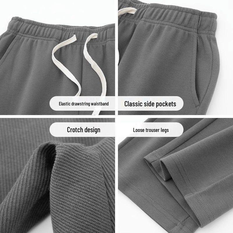 300g Schwere Dunkelgraue Unisex Gerade Bein Twill Jogginghose - Lässig, Vielseitig für Frühling und Herbst
