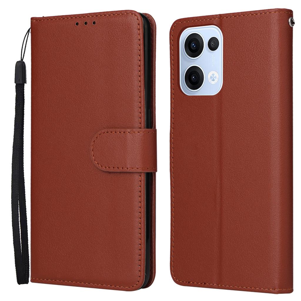 For Oppo Reno13 5G (Global) Case Wallet Stand View PU Leather Phone Cover with Wrist Strap