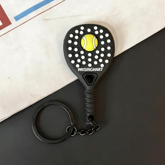 Keychain Vibrant Color Tennis Racket Design Keyring Sports-themed Bag Charm Non-slip Grip Key Chain Backpack Accessories