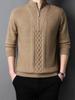 Pulover gros cu torsade pentru bărbați, cu fermoar pe jumătate și guler înalt