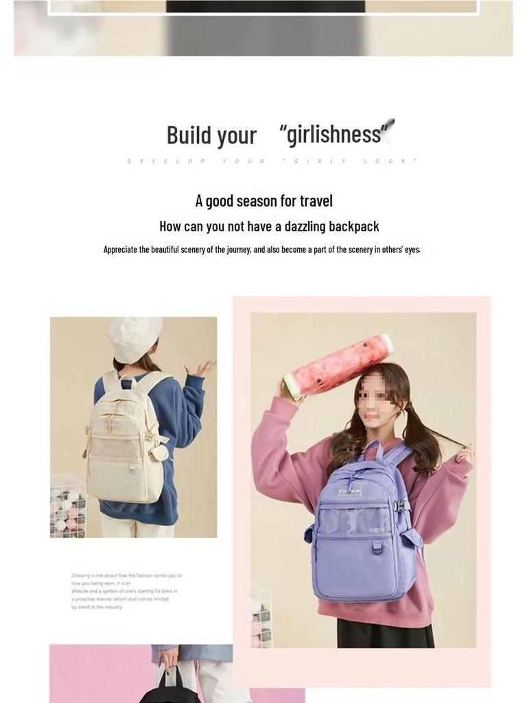 2025 Korean Style Large Capacity Backpack for College, High School & Middle School Girls