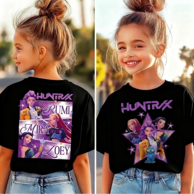 Summer Teen Cotton T-shirt Cartoon Cartoon Print Top Kids Clothes Street Sport Fashion T-shirt Baby Boys Girls Cute Short Sleeve