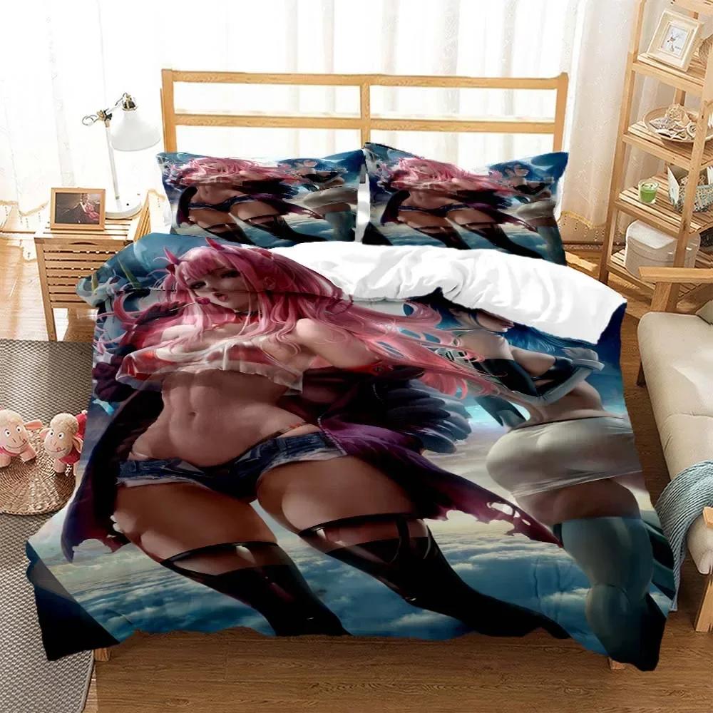Sexy Anime Beauty Digital Print Comfortable Duvet Quilt Cover Pillowcase Bedding Set Children Bedroom Decoration Home Textile