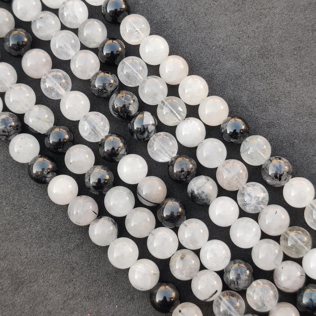 Black Rutile Plain Round Natural Beads, Black Rutile Plain Beads, Black Rutile Smooth Beads, 6mm 8mm 10mm Size, 14-15 Inch Strand Beads.