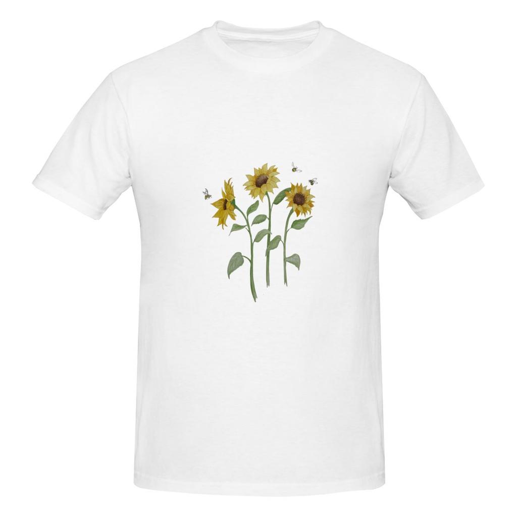 Sunflowers With Beesdaily Tshirt Artistic Commuting Not Easy To Loosen Short Sleeve