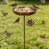Retro Iron Garden Birdbath Anti-leakage Standing Bird Basin Hummingbird Feeder  Balcony