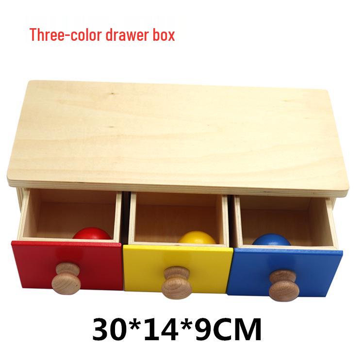 Montessori Infant & Toddler Triangular Prism Matching Box & Three-Color Ring Set - Early Education Teaching Aids.