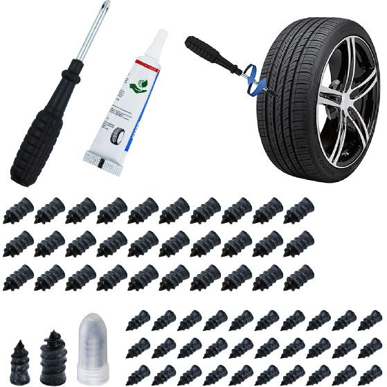 60 Pcs Tire Repair Rubber Nail, Tire Repair Nail Tire Repair Rubber Screws Fast Tool Self-Service Tire Repair Nail Vacuum Suitable For Car Motorcycle