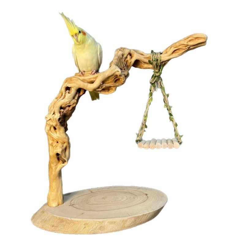 Natural Vine Parrot Swing Chew Toy Interactive Training Hanging Cage Decor For Budgies Cockatiels Small Pet Birds Supplies
