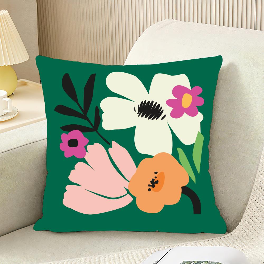 Retro Abstract Plants And Flowers Cushion Cover Reversible Plush Pillow Cover For Car Sofa Bedroom Decorative Gift Pillowcase