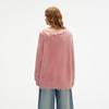 unifree Pink Loose Fuzzy Off-Shoulder Sweater with Butterfly Graffiti