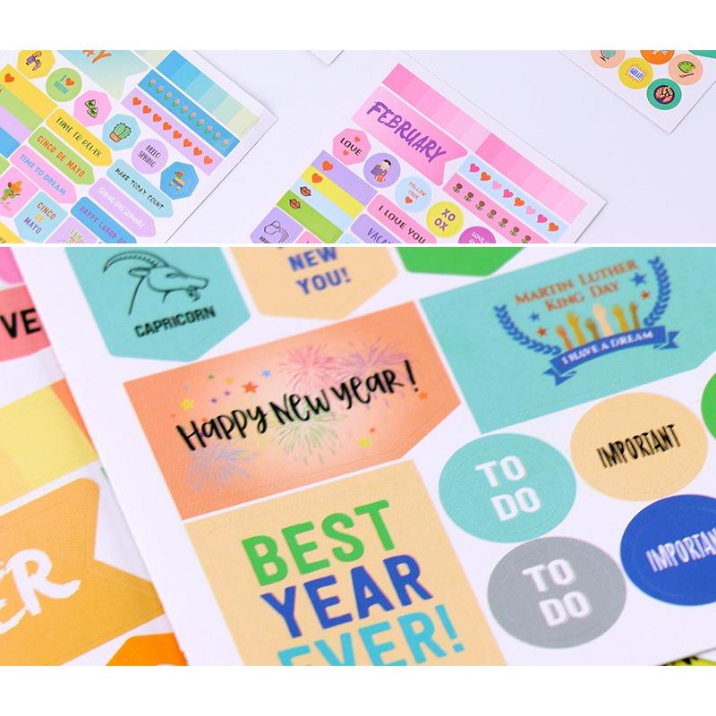 High Aesthetic Ins Style Self Adhesive Diy 12 Month Planner Stickers For Hand Account