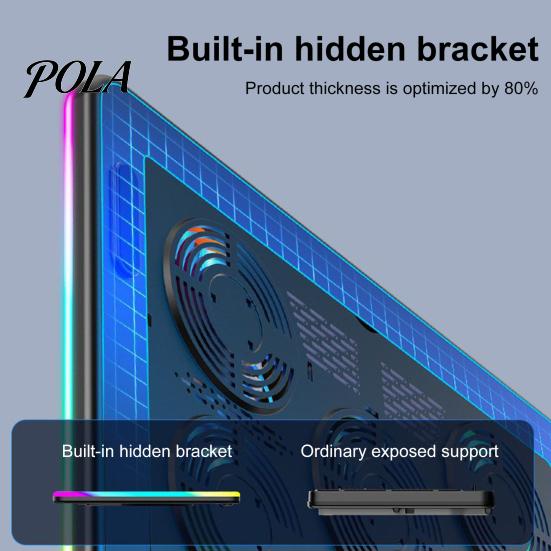 Laptop Radiator Cooler Stand Digital Display Height Adjustable Low Dynamic Lighting Noise Portable Notebook Gaming Cooling Pad Slim