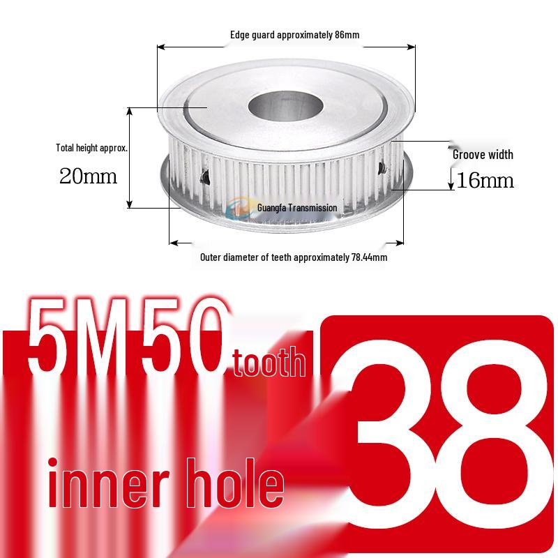 Dual-Sided Flat Timing Pulley: 5M50 Teeth, Width Options 11/16/21/27AF, Bore Size 8-30.