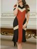 2025 Europees & Amerikaans Color Block Bodycon Jurk voor Dames