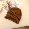 Autumn and winter solid color warm crimped wool hat men's and women's versatile knitted hat fashion street drawstring stacking hat