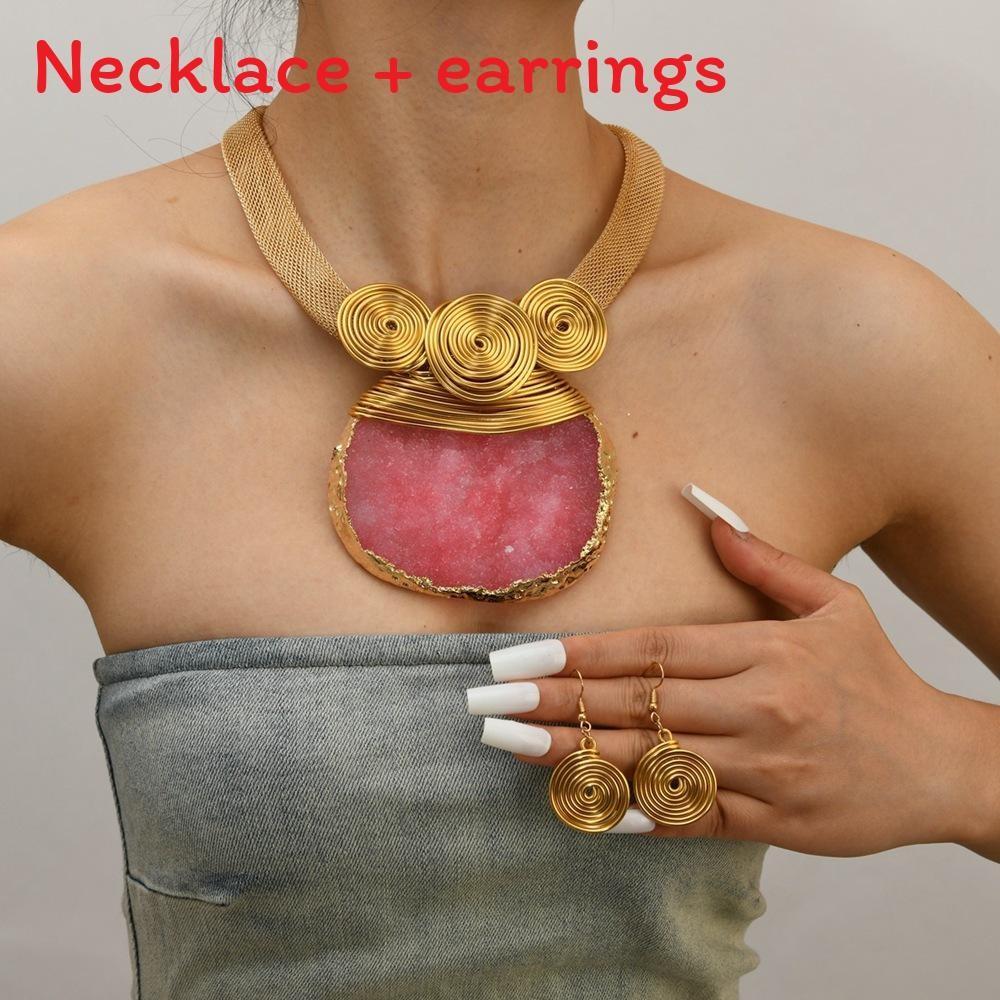 Resin With Short Necklace And Earrings Set For Trendy Fashion Looks