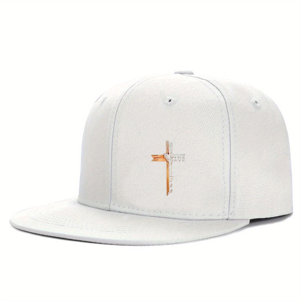 God So Loved The World Christian Cross Baseball Cap Polyester Street Dance Flat Brim Hat Unisex