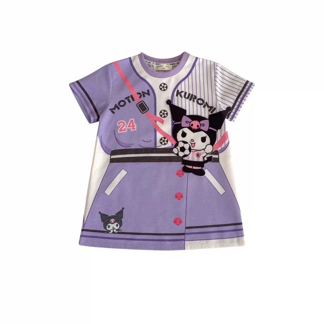 Cute Girls Summer Cartoon Print Short Sleeve T Shirt Dress Casual Sporty Outfit For Kids And Toddlers 100cm