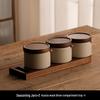 Japanese Ceramic Spice Jar Set: Kitchen Seasoning Box for MSG, Salt, and Chili.