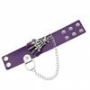 Gothic Punk Skull Wristband Solid Color Wide Chain Bracelet Retro PU Leather Bracelet  Daily