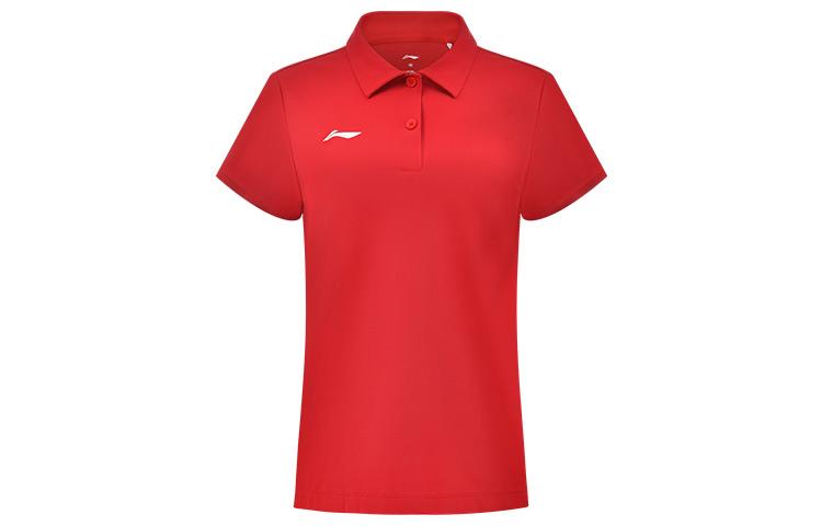Li Ning Polo Shirts Unisex Red Polo Collar Moderate Straight Fit APLS230-3 M