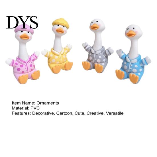 Small Animal Decoration 4Pcs Mini Cartoon Duck Figurines, Cute Polka-dot Pajamas Statues, Multi-functional Car Accessory Macaron Ornaments for Console