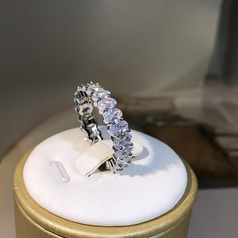 Copper  Sale White Zircon Ring For Women Oval Shape Zircon Jewelry Wedding Party Engagement Gift