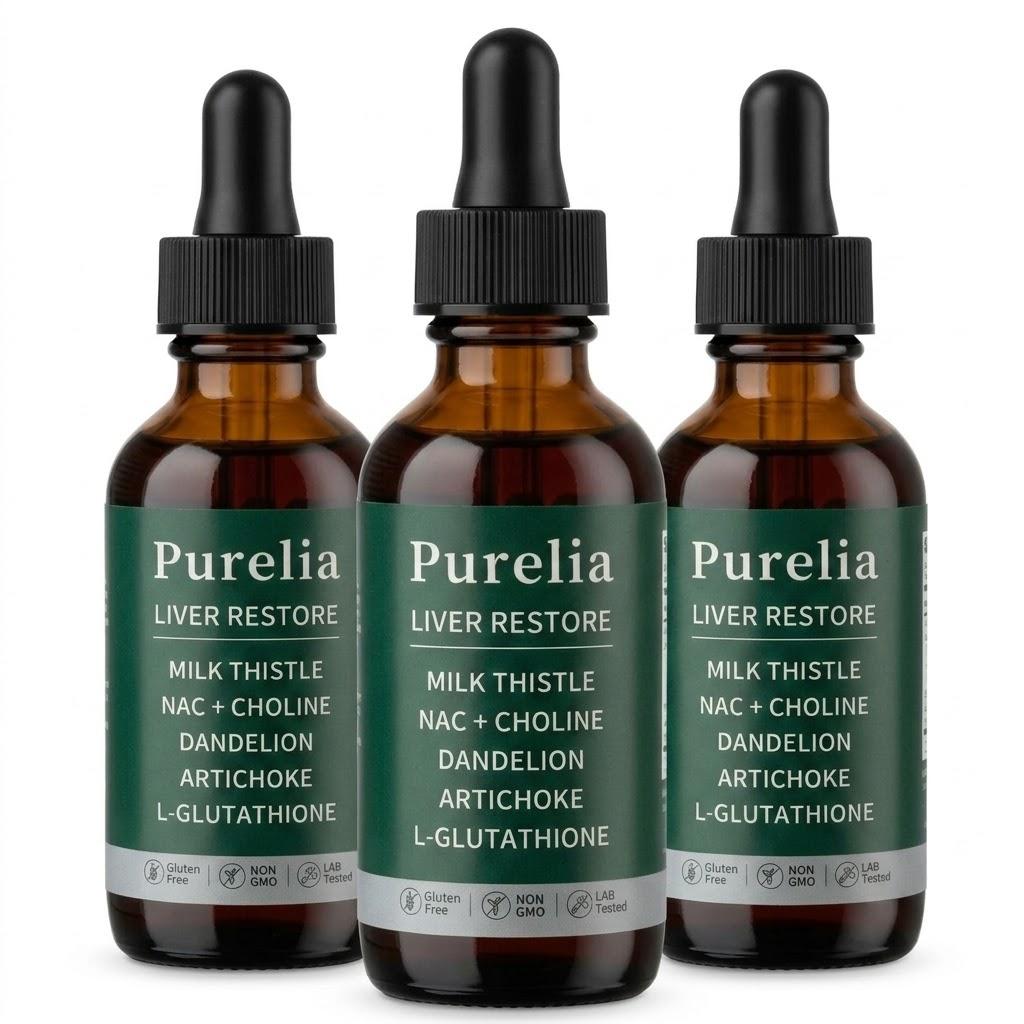 Purelia Liver Restore – Premium ziołowe krople płynne z ostropestem plamistym i glutationem dla codziennego wsparcia wątroby (2 fl oz / 60 ml)